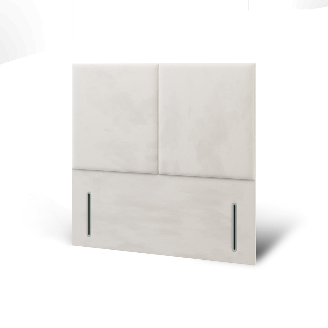2 Panel Fabric Upholstered Floor Standing Headboard with Ottoman Storage Bed Base & Mattress