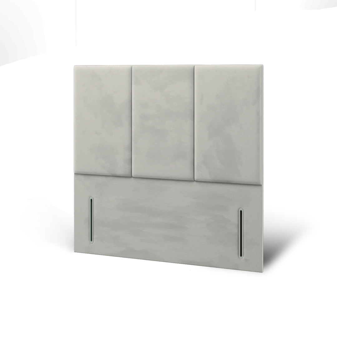 3 Panel Fabric Upholstered Floor Standing Headboard with Ottoman Storage Bed Base & Mattress