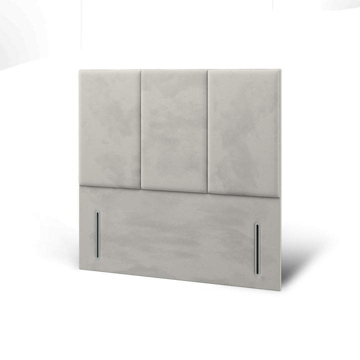 3 Panel Fabric Upholstered Floor Standing Headboard with Ottoman Storage Bed Base & Mattress