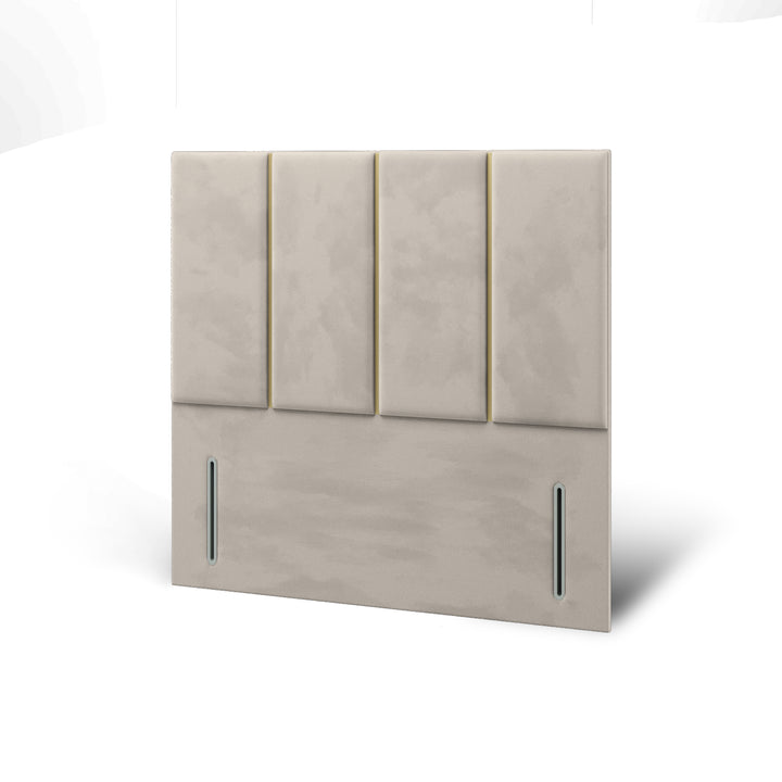 4 Panel Gold Strip Fabric Upholstered Floor Standing Headboard