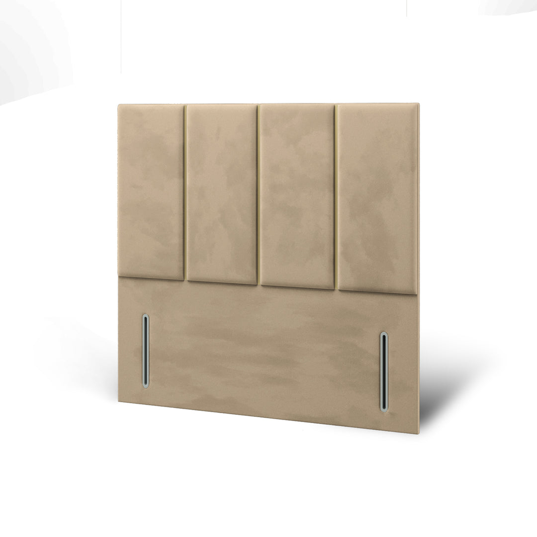 4 Panel Gold Strip Fabric Upholstered Floor Standing Headboard
