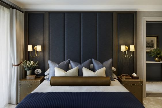4 Panel Design Fabric Upholstered Modern Wall Boards Headboard
