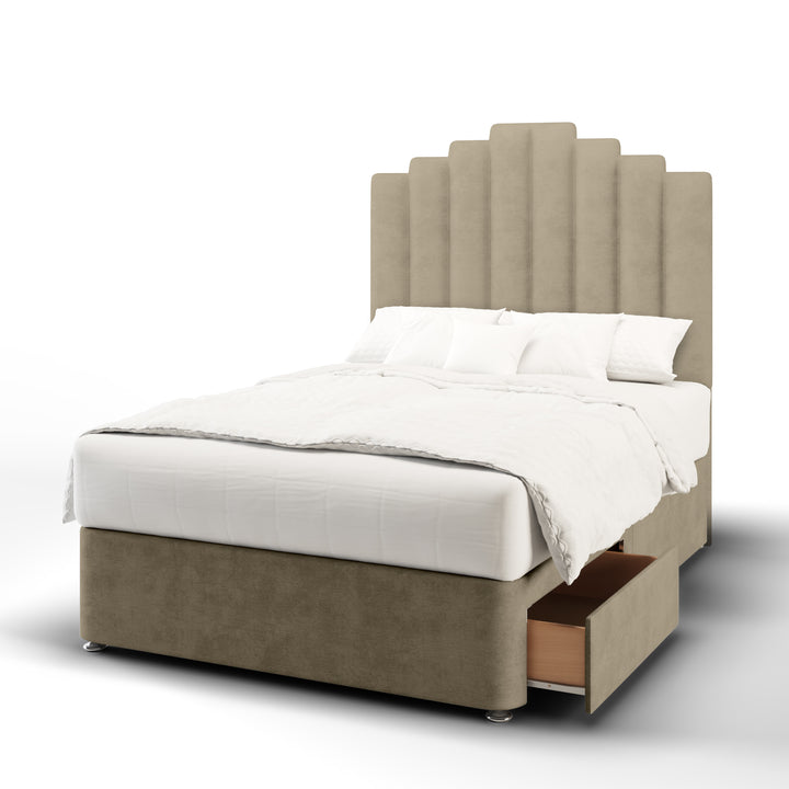 Coco Fabric Upholstered Floor Standing Headboard with Divan Bed Base & Mattress