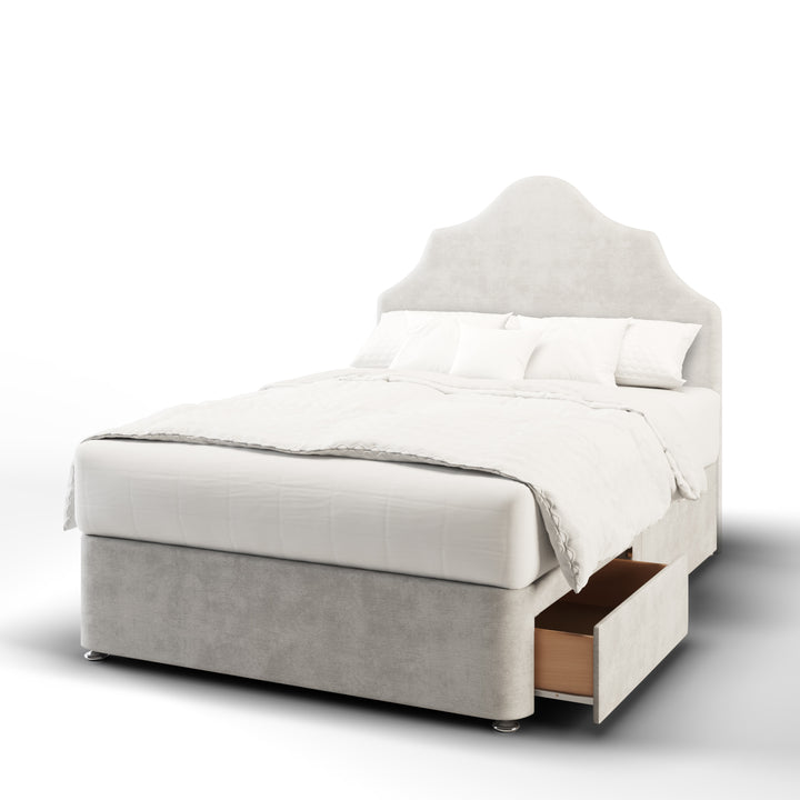 Ophelia Fabric Upholstered Floor Standing Headboard with Divan Bed Base & Mattress