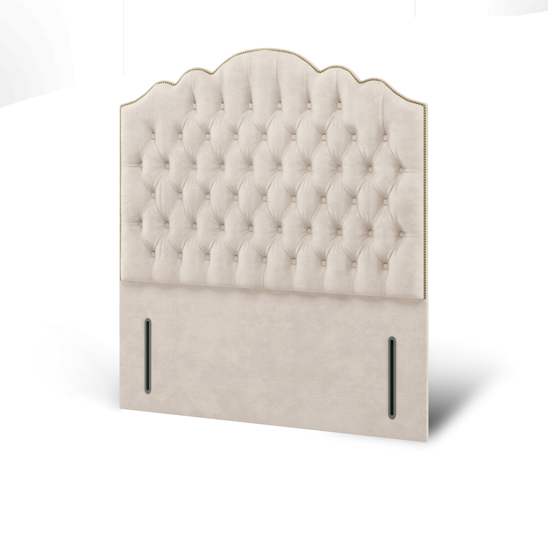 Amelia Chesterfield Fabric Upholstered Floor Standing Headboard with Divan Bed Base & Mattress