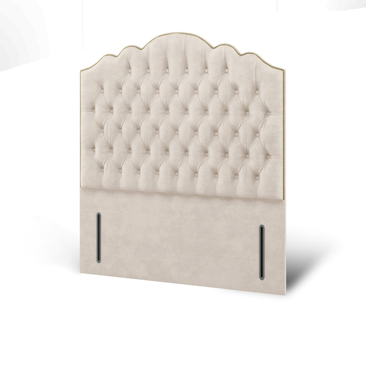 Amelia Chesterfield Fabric Upholstered Floor Standing Headboard with Divan Bed Base & Mattress