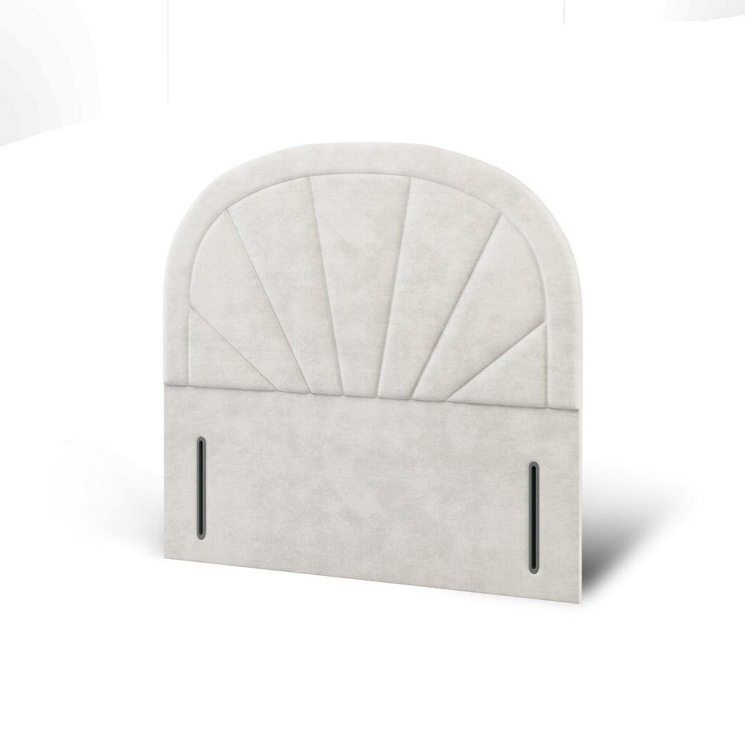 Arched Vertical Panels Fabric Upholstered Floor Standing Headboard
