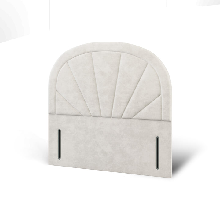 Arched Vertical Panels Fabric Upholstered Floor Standing Headboard