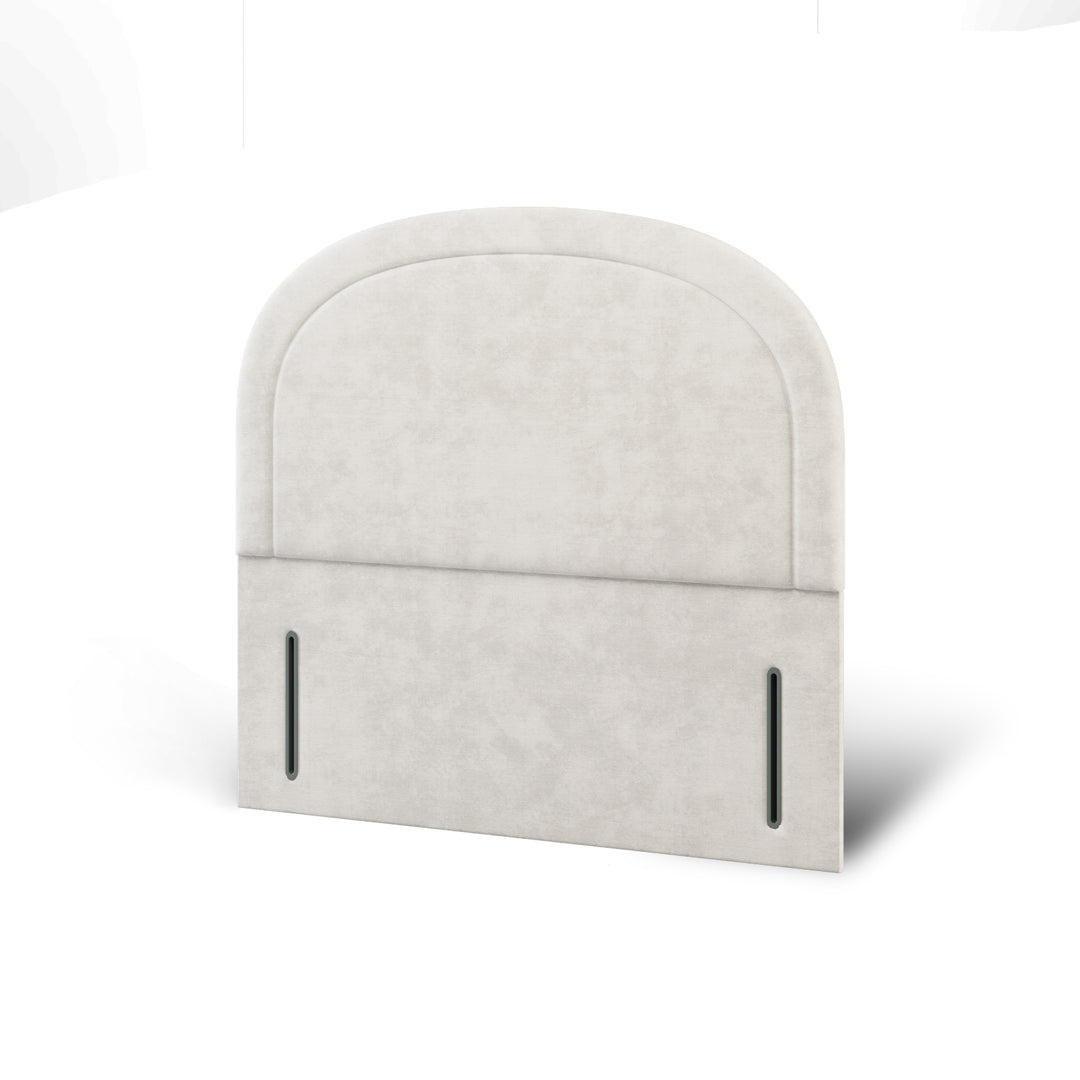 Arched Border Fabric Upholstered Floor Standing Headboard with Divan Bed Base & Mattress