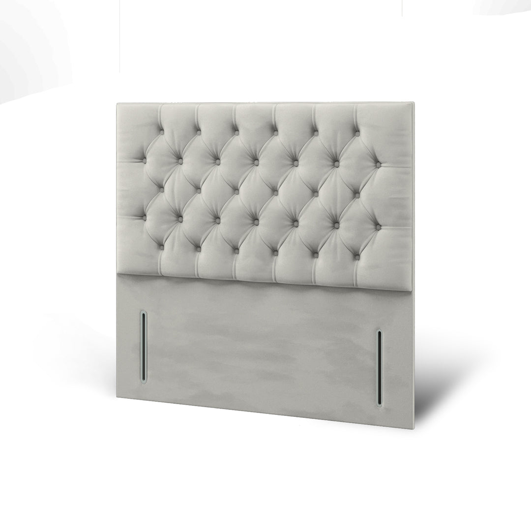 Chesterfield Buttoned Fabric Upholstered Floor Standing Headboard with Divan Bed Base & Mattress