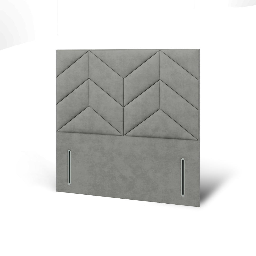 Chevron Incline Fabric Upholstered Floor Standing Headboard with Divan Bed Base & Mattress