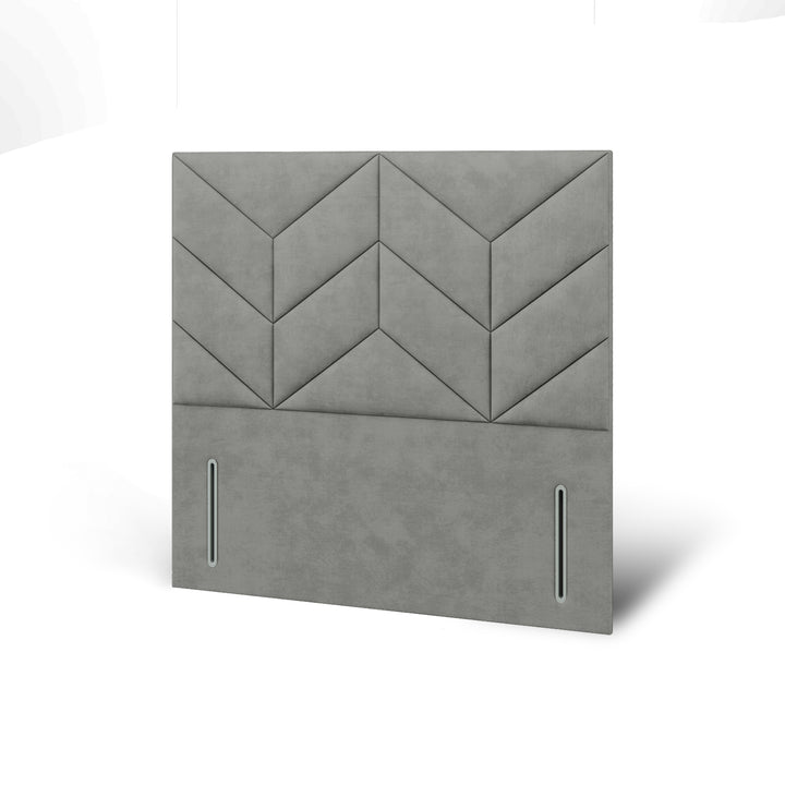 Chevron Decline Fabric Upholstered Floor Standing Headboard with Divan Bed Base & Mattress
