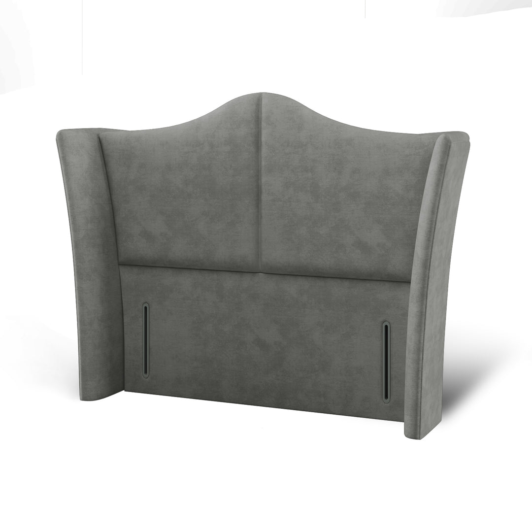 Viera Fabric Upholstered Curved Top Wing Headboard with Ottoman Storage Bed Base & Mattress
