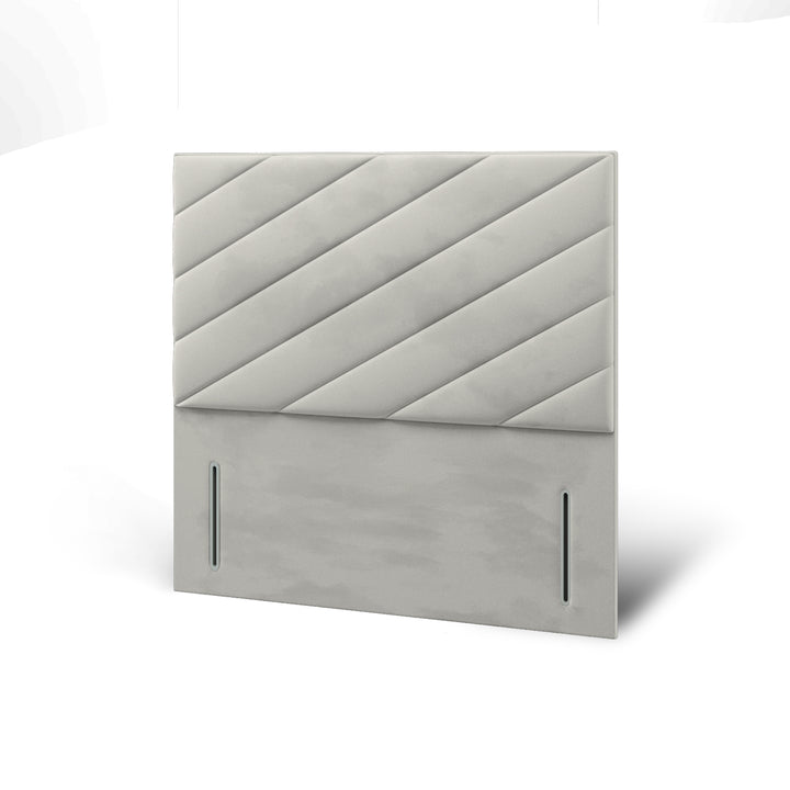 Diagonal Panels Fabric Upholstered Floor Standing Headboard