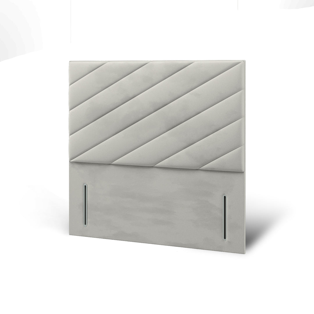 Diagonal Panels Fabric Upholstered Floor Standing Headboard with Divan Bed Base & Mattress
