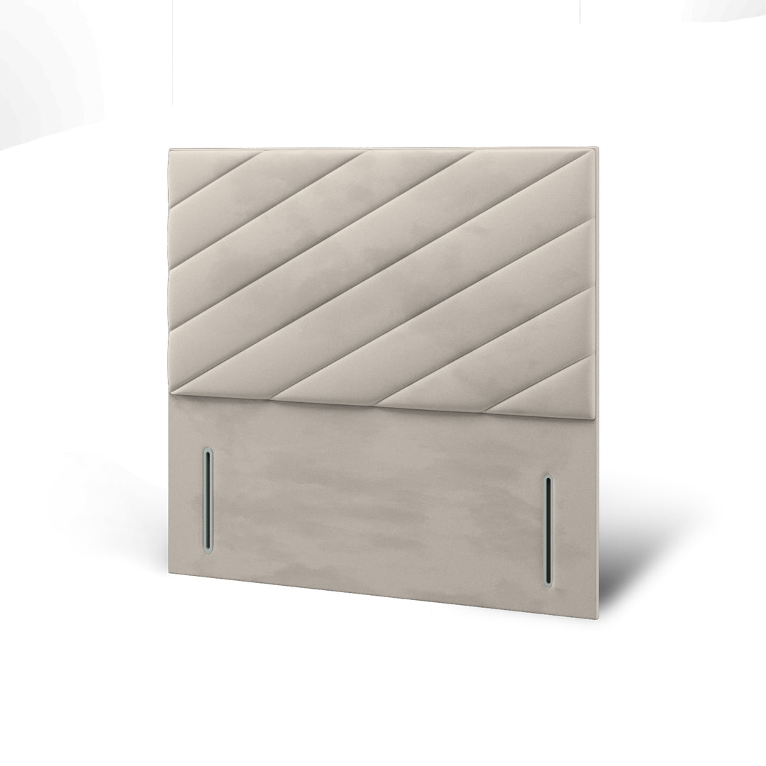 Diagonal Panels Fabric Upholstered Floor Standing Headboard