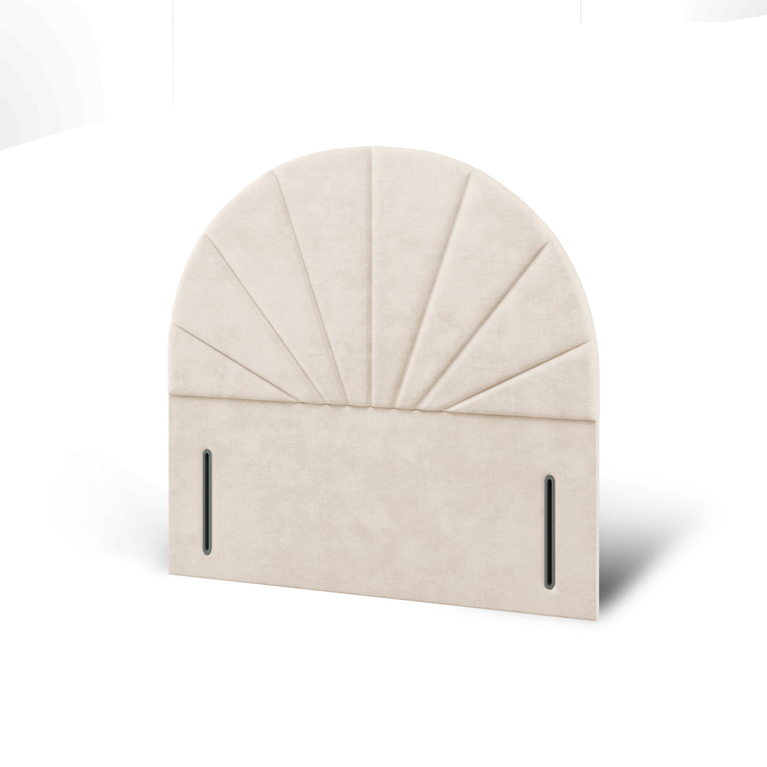 Half Moon Vertical Panels Fabric Upholstered Floor Standing Headboard