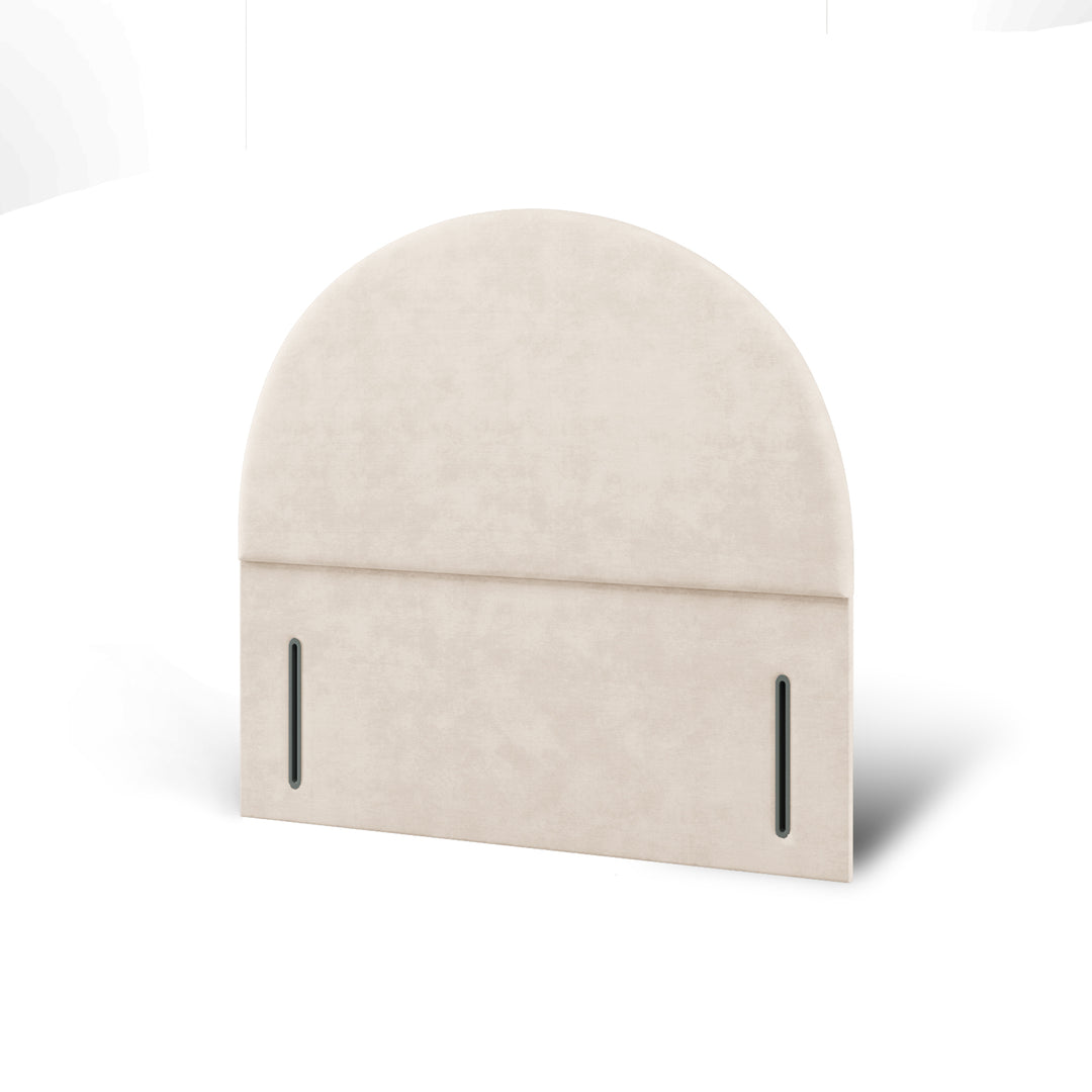 Half Moon Fabric Upholstered Floor Standing Headboard with Divan Bed Base & Mattress