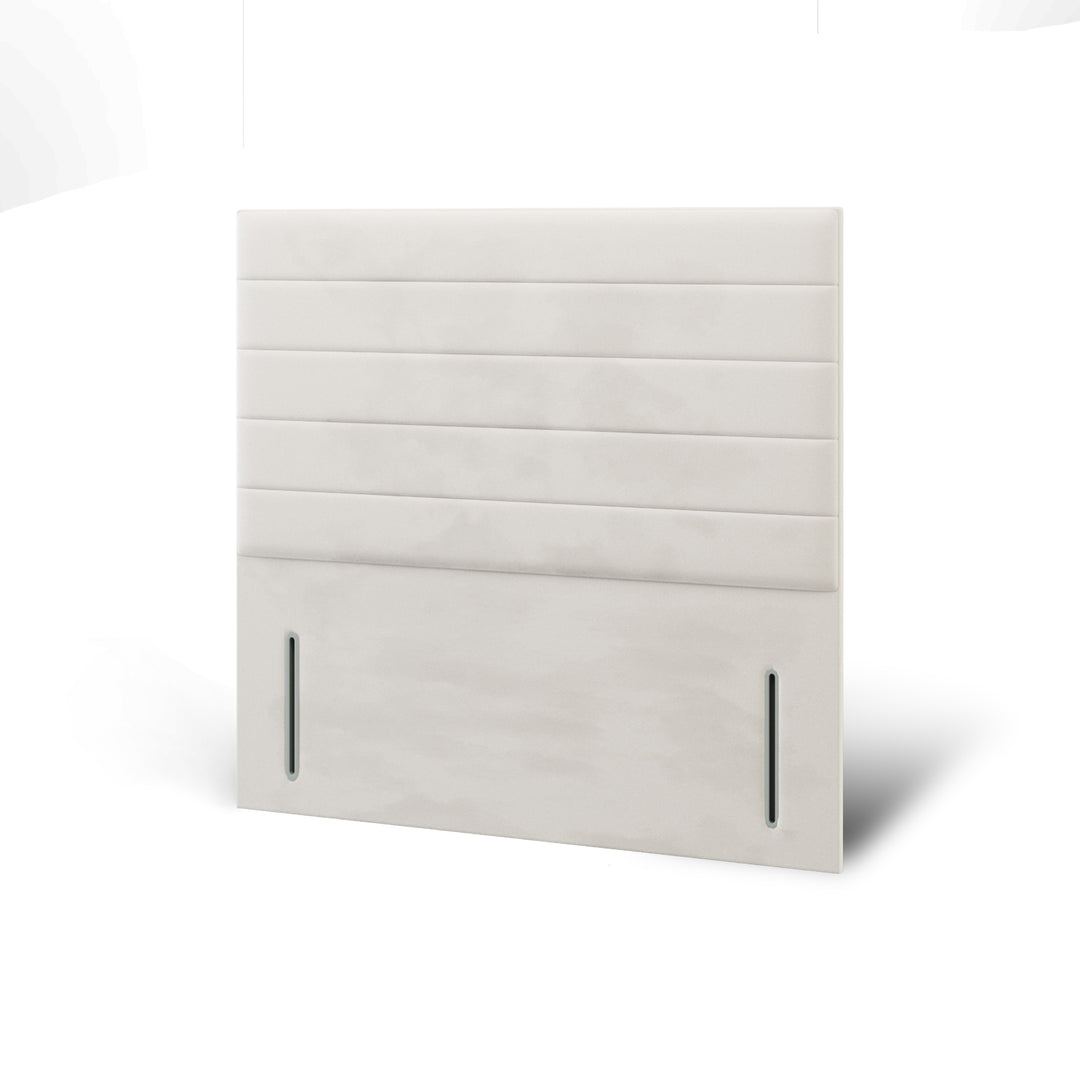Horizontal Panels Fabric Upholstered Floor Standing Headboard with Divan Bed Base & Mattress