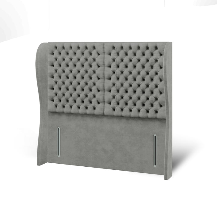 2 Panel Chesterfield Fabric Upholstered Middle Curve Winged Headboard