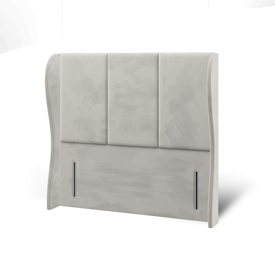 3 Panel Fabric Upholstered Middle Curve Winged Headboard with Divan Bed Base & Mattress
