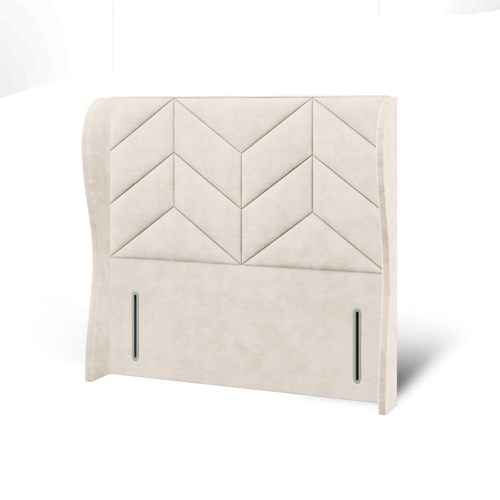 Chevron Incline Fabric Upholstered Middle Curve Winged Headboard
