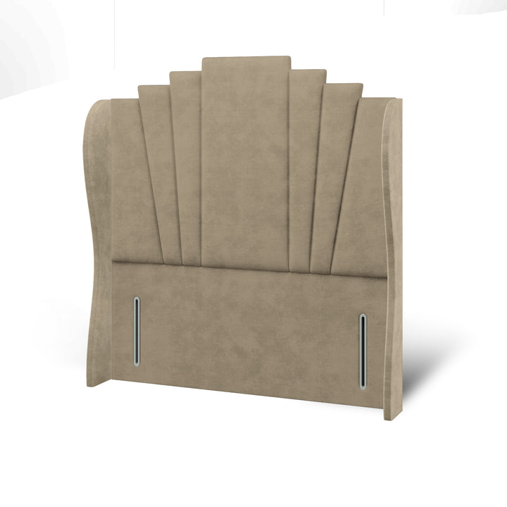 Gatsby Fabric Upholstered Middle Curve Winged Headboard with Divan Bed Base & Mattress