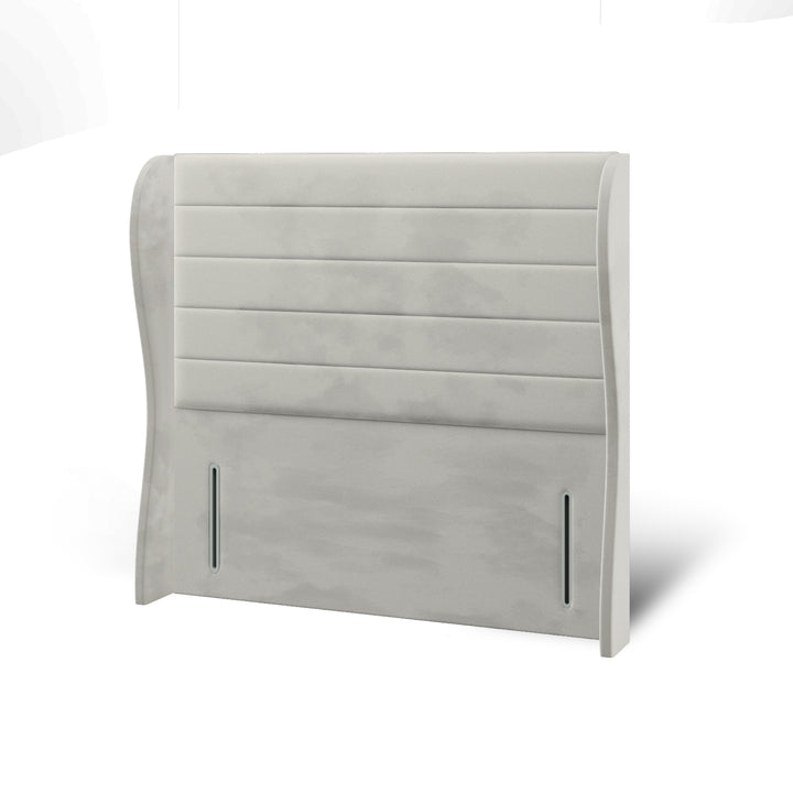 Horizontal Panels Fabric Upholstered Middle Curve Winged Headboard