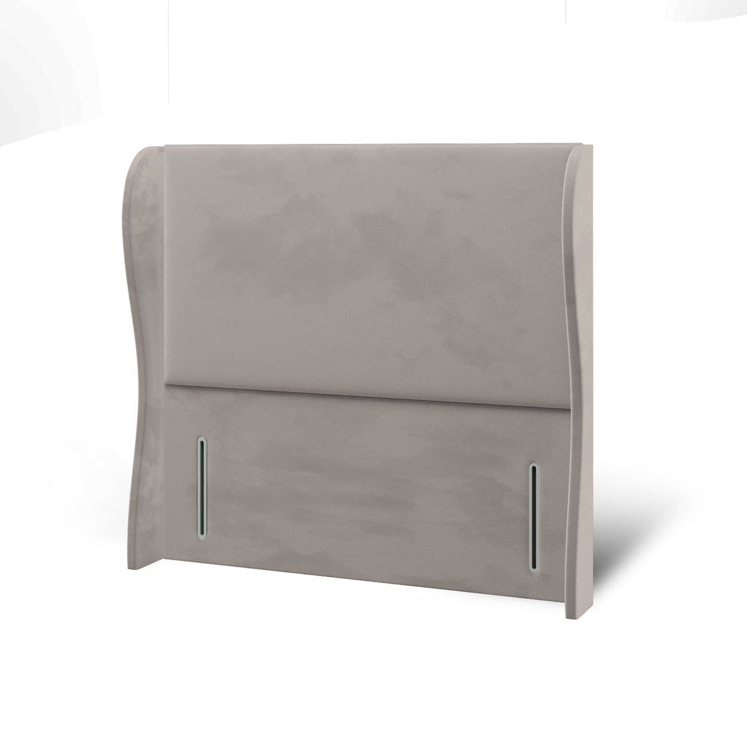 Plain Fabric Upholstered Middle Curve Winged Headboard with Divan Bed Base & Mattress