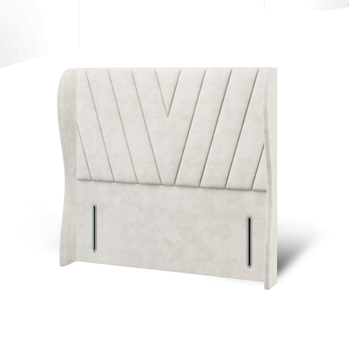 V Design Fabric Upholstered Middle Curve Winged Headboard