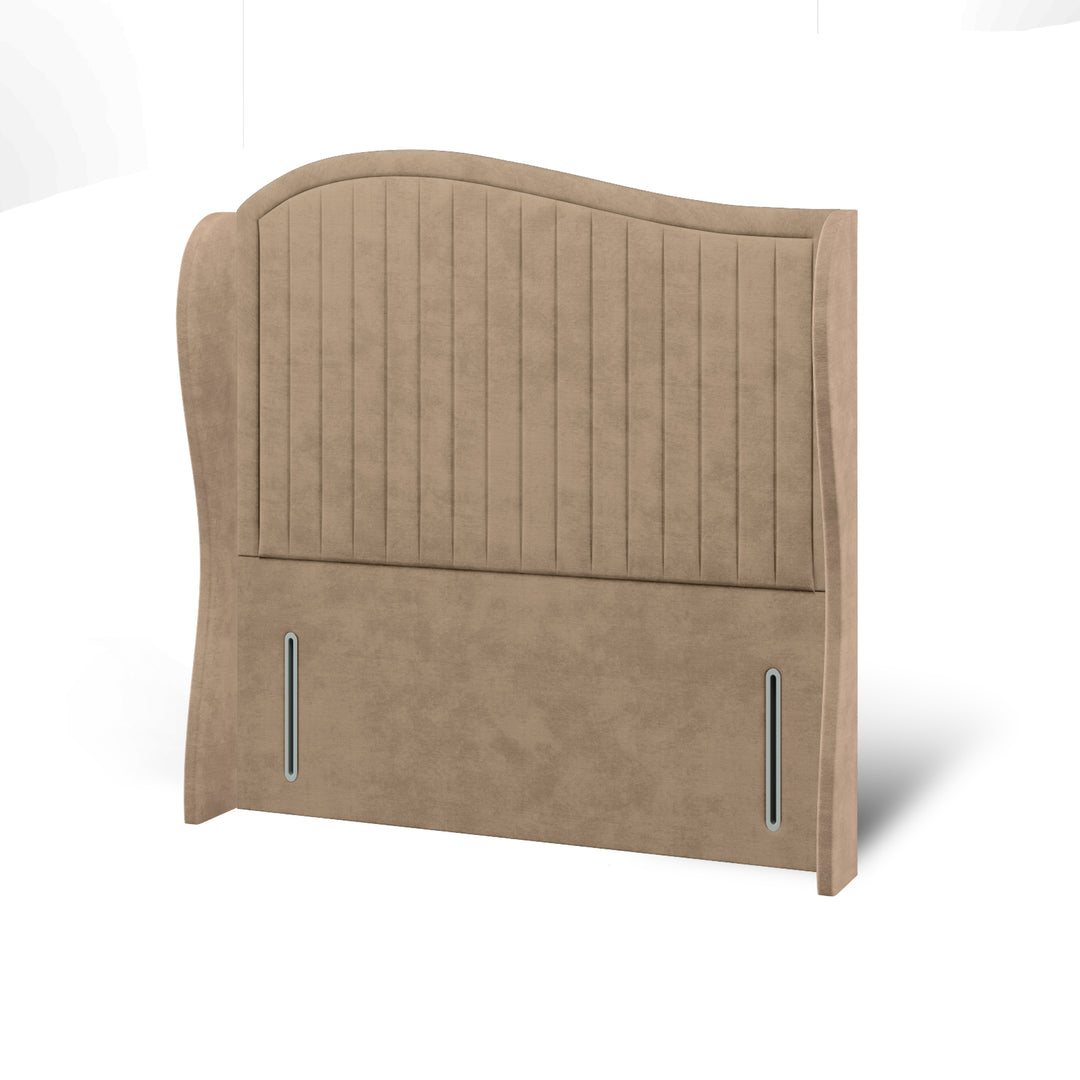 Wave Fabric Upholstered Middle Curve Winged Headboard with Divan Bed Base & Mattress