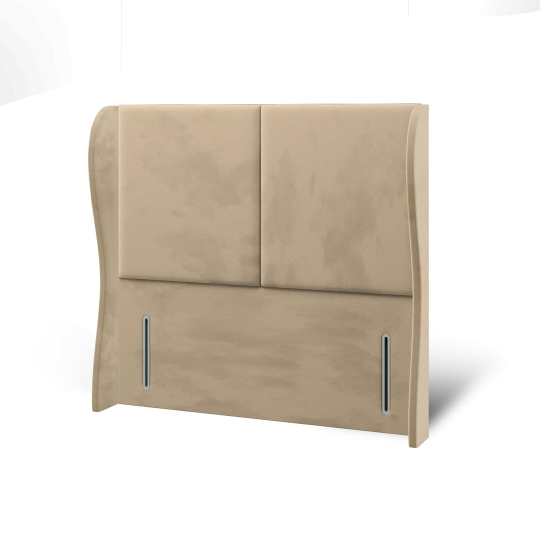 2 Panel Fabric Upholstered Middle Curve Winged Headboard with Divan Bed Base & Mattress