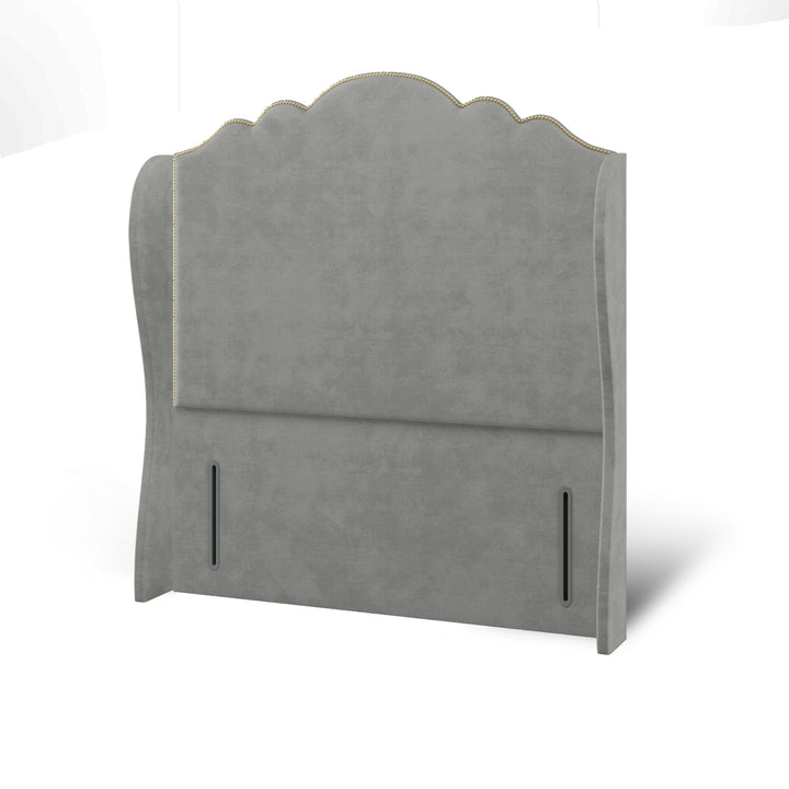 Amelia Fabric Upholstered Middle Curve Winged Headboard with Ottoman Storage Bed Base & Mattress