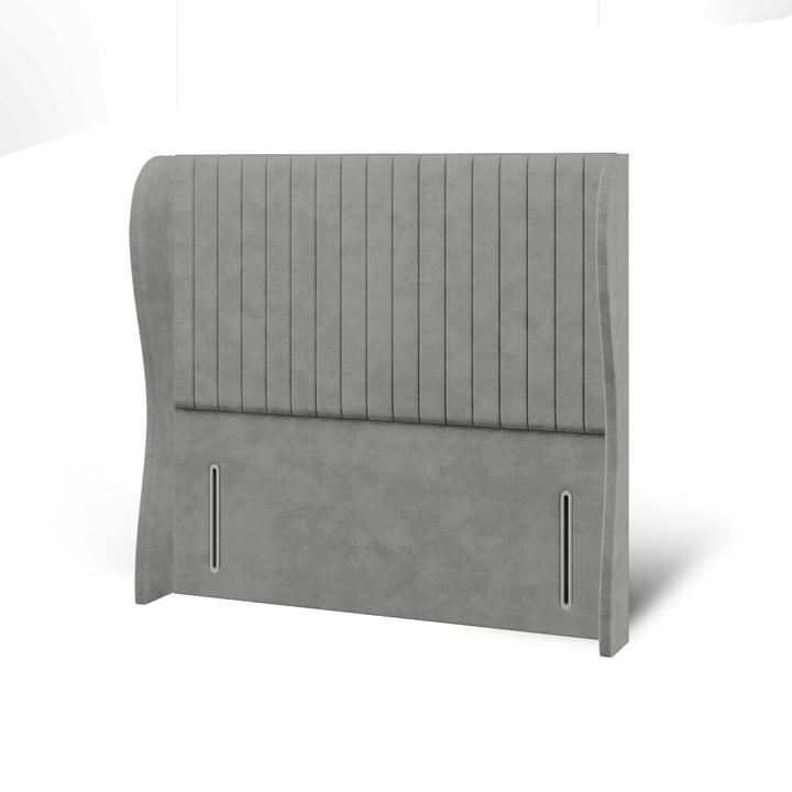 Fluted Fabric Upholstered Middle Curve Winged Headboard with Divan Bed Base & Mattress