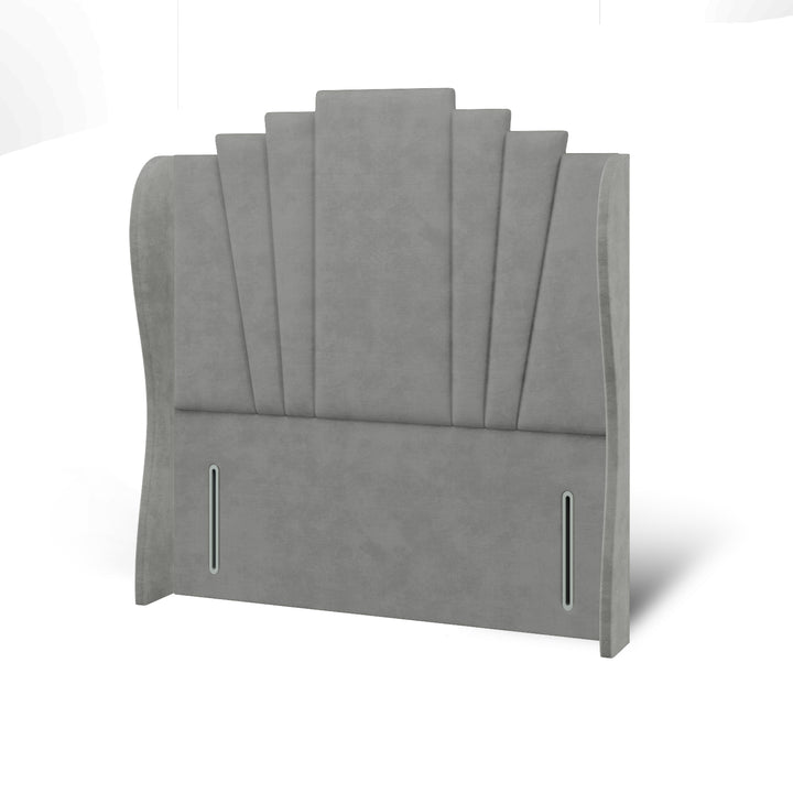 Gatsby Fabric Upholstered Middle Curve Winged Headboard with Ottoman Storage Bed Base & Mattress