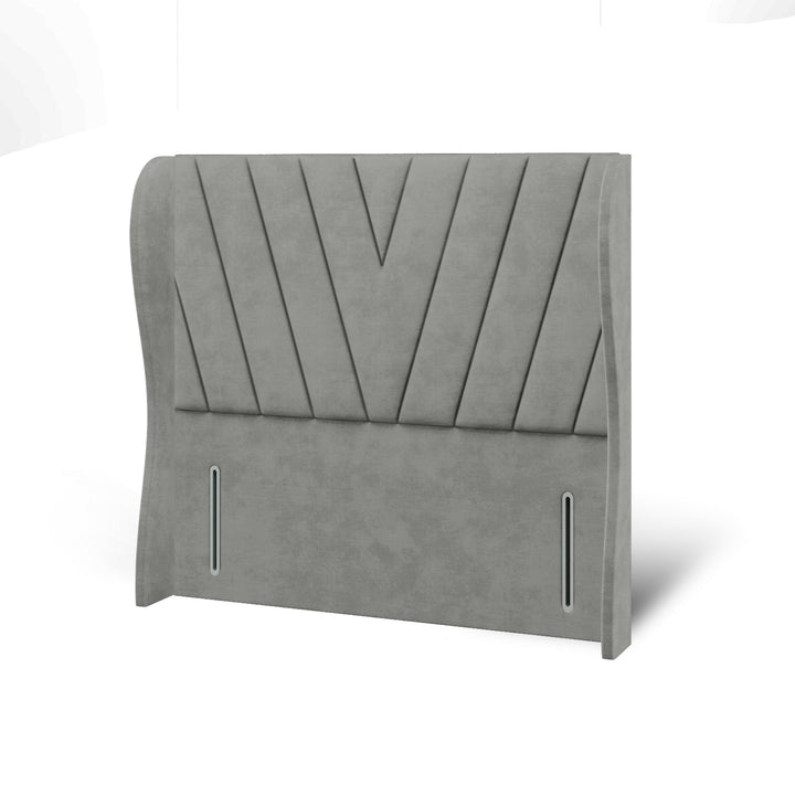 V Design Fabric Upholstered Middle Curve Winged Headboard