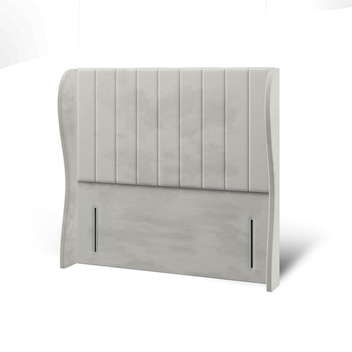 Vertical Panels Fabric Upholstered Middle Curve Winged Headboard