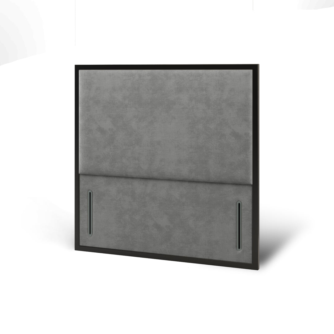 Metal Frame Fabric Upholstered Floor Standing Headboard with Divan Bed Base & Mattress