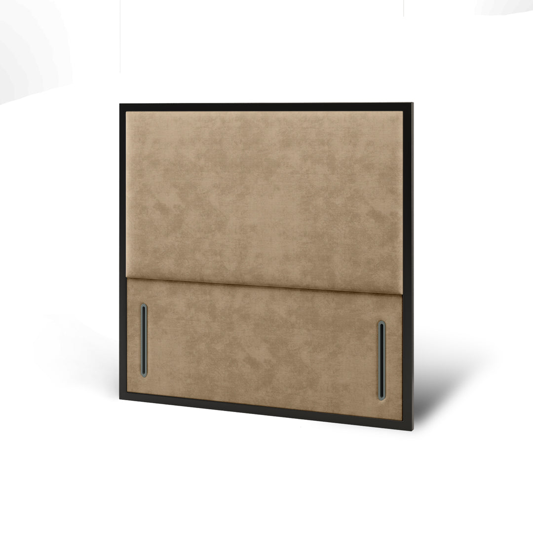 Metal Frame Fabric Upholstered Floor Standing Headboard with Divan Bed Base & Mattress