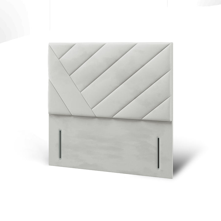 Multi Diagonal Panels Fabric Upholstered Floor Standing Headboard with Divan Bed Base & Mattress