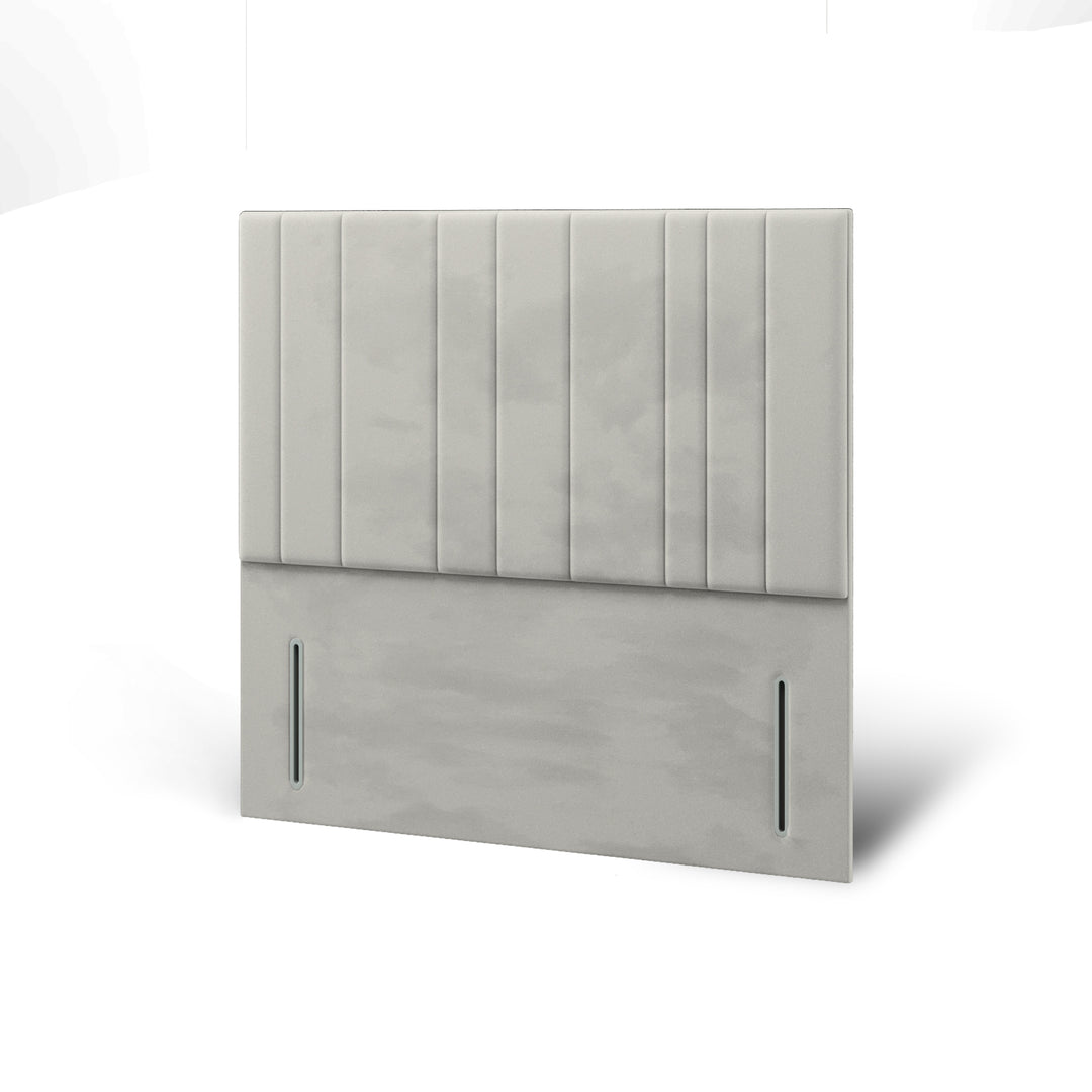 Multi Vertical Panels Fabric Upholstered Floor Standing Headboard with Divan Bed Base & Mattress