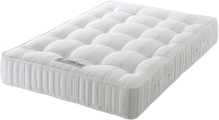 Plain Border Fabric Upholstered Straight Winged Headboard with Divan Bed Base & Mattress
