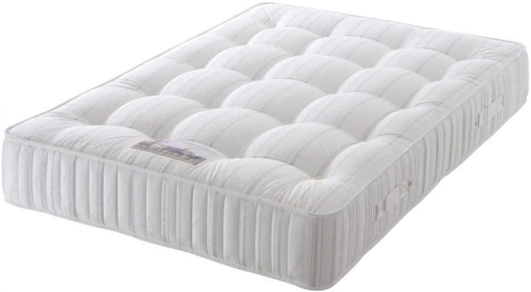Vertical Panels Border Fabric Upholstered Straight Winged Headboard with Divan Bed Base & Mattress