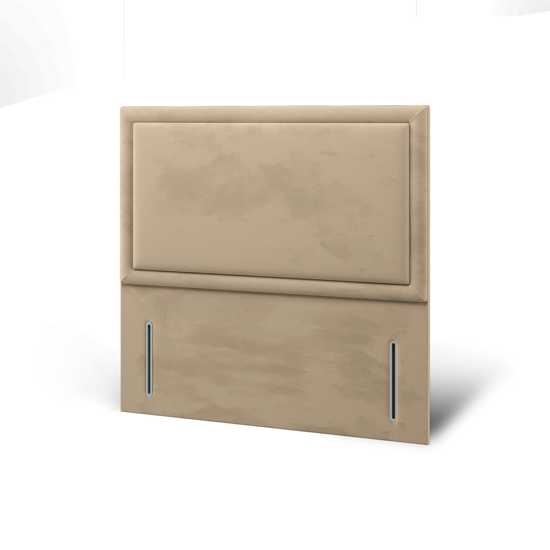 Plain Border Fabric Upholstered Floor Standing Headboard with Divan Bed Base & Mattress