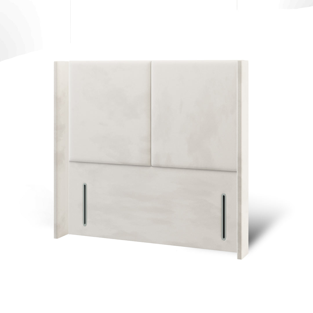 2 Panel Fabric Upholstered Straight Winged Headboard with Divan Bed Base & Mattress
