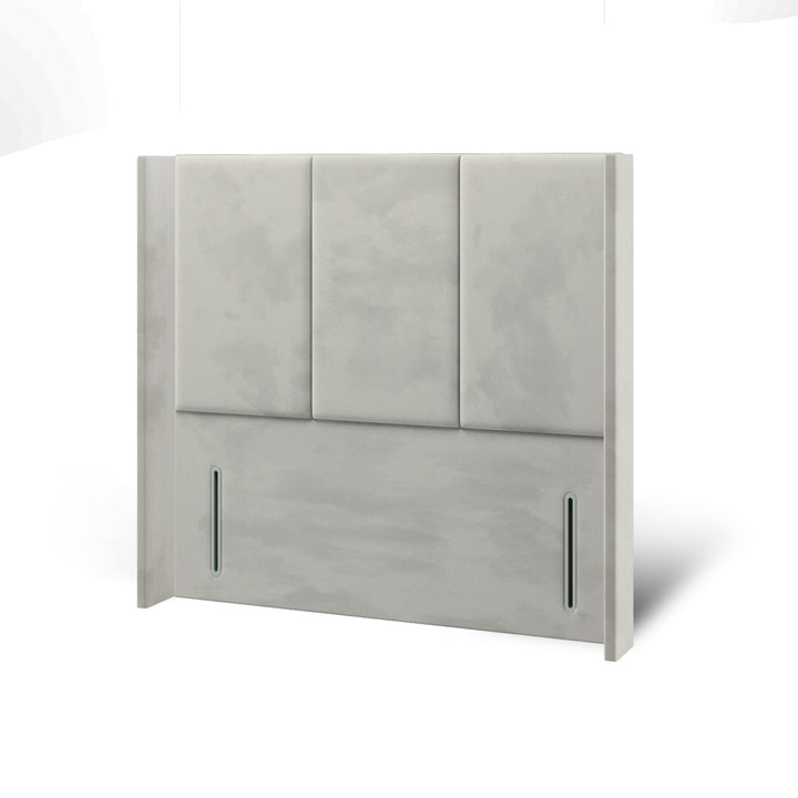 3 Panel Fabric Upholstered Straight Winged Headboard with Ottoman Storage Bed Base & Mattress