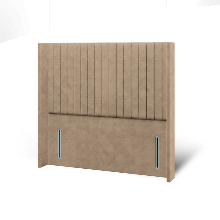 Fluted  Fabric Upholstered Straight Winged Headboard with Divan Bed Base & Mattress