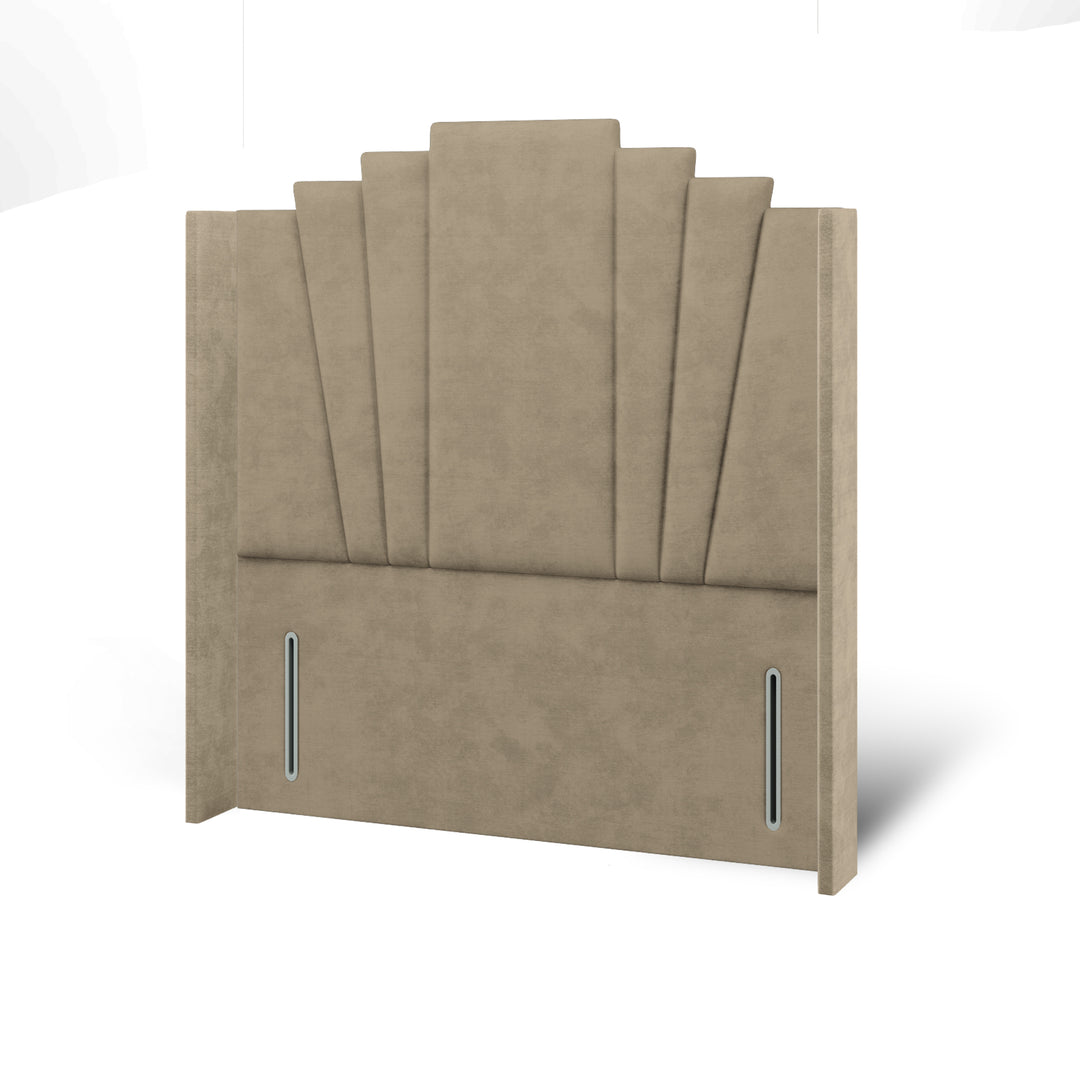 Gatsby Fabric Upholstered Straight Winged Headboard with Divan Bed Base & Mattress