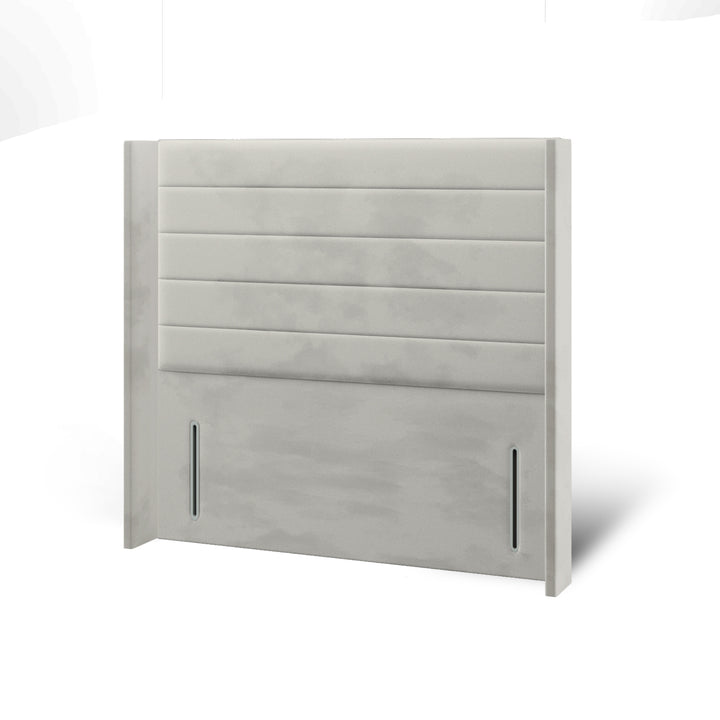 Horizontal Panels Fabric Upholstered Straight Winged Headboard with Divan Bed Base & Mattress