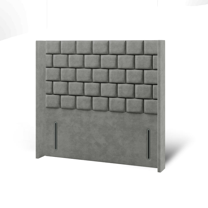 Cubed Fabric Upholstered Straight Winged Headboard